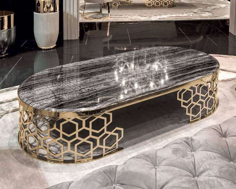 Long Marble Glass Coffee Table ⋆ Emirates Home