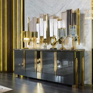 Luxury Black Gold Side Cabinet