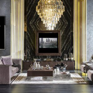 Luxury Dark Patterned Sofa Set