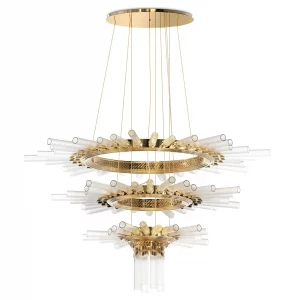 Unique Cylindrical Gold Chandelier