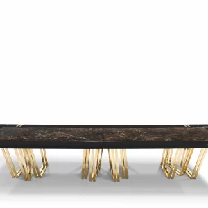 Long Modern Marble Gold Table