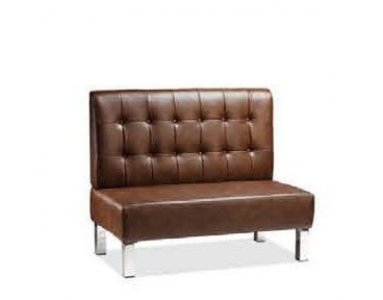Leather Restaurant Sofa With Metal Legs And Tufted Back