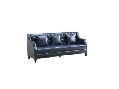 Dark Leather Restaurant Sofa With Tufted Back