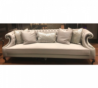Long Pale White Sofa