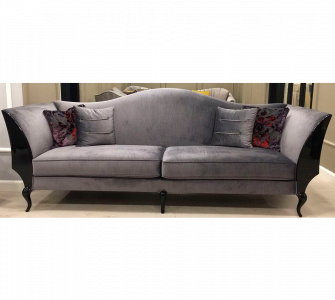 Bright Gray Sofa With Black Cabriole Legs