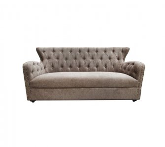 Ashy Gray Sofa With Button Tufted Back
