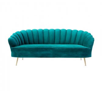Emerald Green Wingback Sofa With Fluted Back