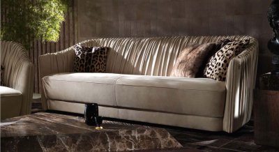 Long Brown Pattern Sofa
