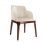 Cream Leather Restaurant Chair With Wooden Legs