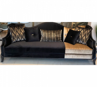 Black And Gold Two Tone Sofa With Curved Details