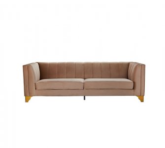 Brown Channel Tufted Sofa