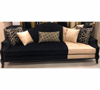 Black And Gold Classic Two Tone Cushion Sofa