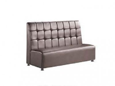 Brown Leather Tufted Buckle Back Restaurant Sofa