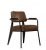 Strict Brown Leather Restaurant Chair With Black Armrests