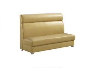 Beige Leather Restaurant Sofa With Channeled Back