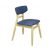 Wooden Restaurant Chair With Blue Leather Back And Seat